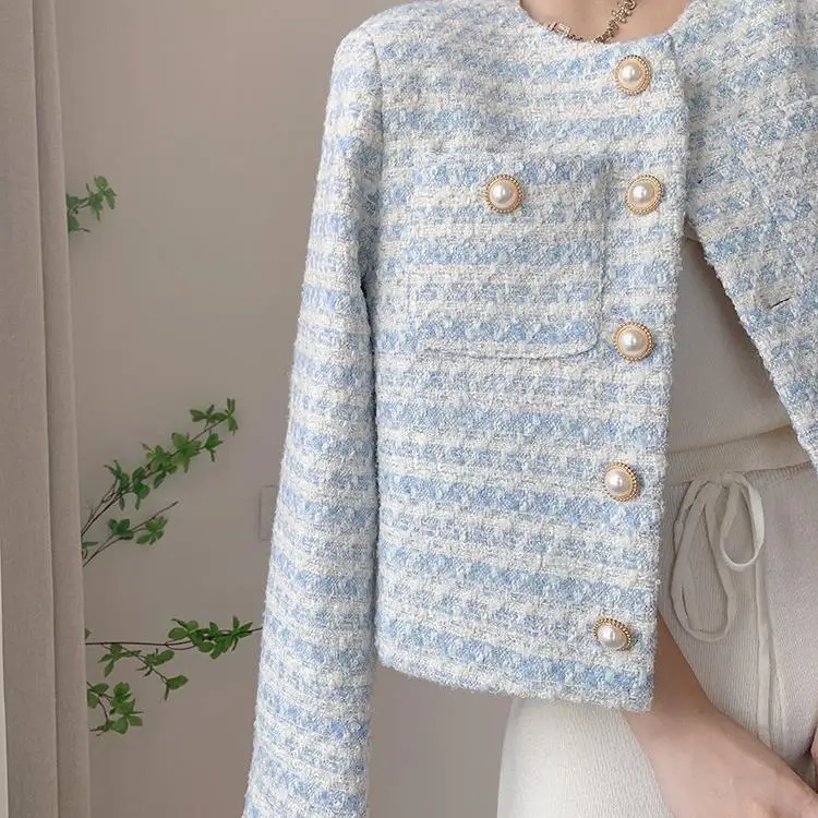 Tweed jasje Crème Beige Dames Zomerdag Festival Helder Luchtig Ademend Porositeit Mesh Ultralicht Dunne vakantie Vakantie Ins