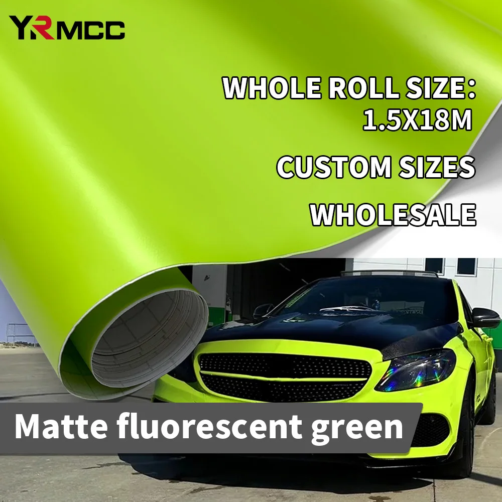 

Car Sticker Vinyl Paper 1mx1/2/3m Roof Hood Matte Car Wrap Fluorescent Yellow Covering Car Adhesive Vinyl Motorcycle Accessories
