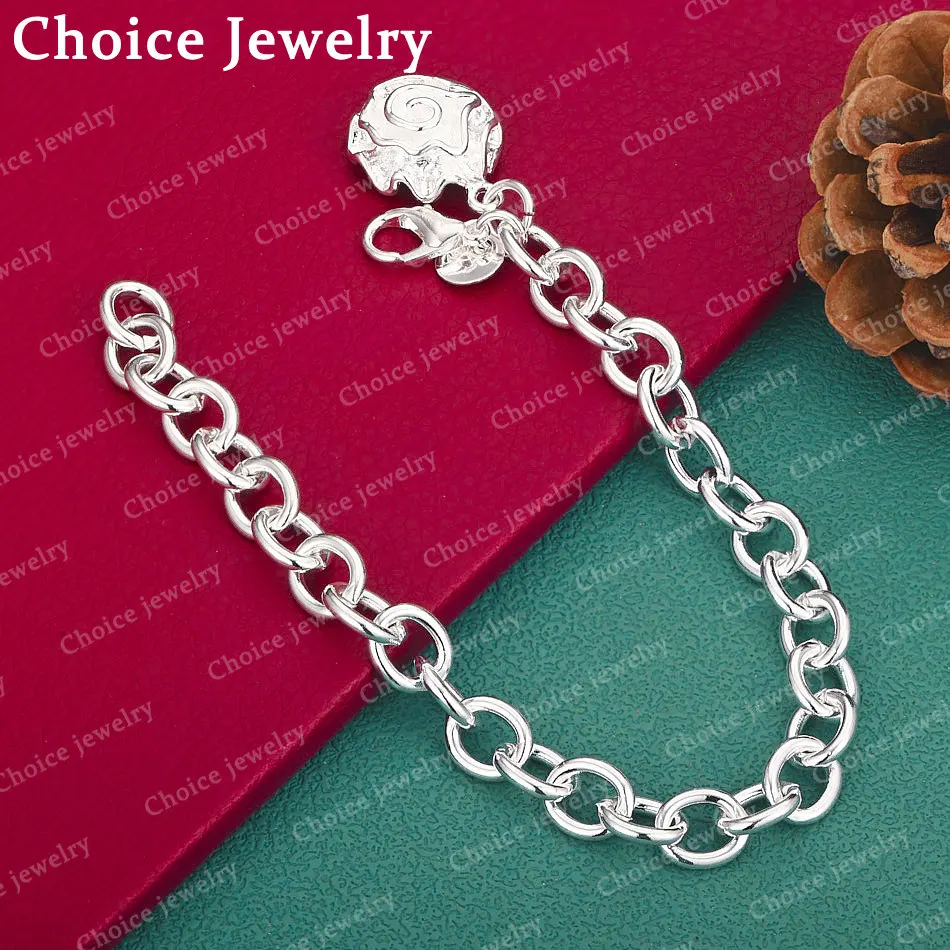 925 Sterling Silber Rosenketten-Armband für Damen, Modeschmuck, Charm, Anmut, Geburtstagsgeschenke, Party-Accessoires
