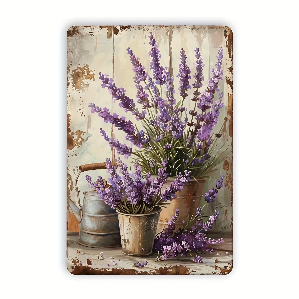 Vintage-Style Lavender Flower Metal Tin Sign - Rust-Proof, Waterproof, and Durable Iron Wall Hanging Decor with Multipurpose, F