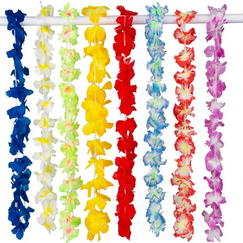 36/72pcs Hawaiian Bulk,Colorful Tropical Flower Party Decoration Artificial Necklace Hawaii Flowers Spring Beach party supplies