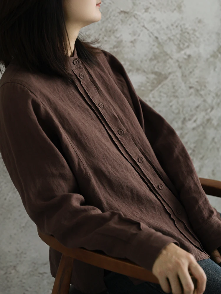 

Blue Haax Casual Long Sve Loose irt Women's Autumn New Sle Dus Faionable Top Comfortable Traditional Chinese Cl...