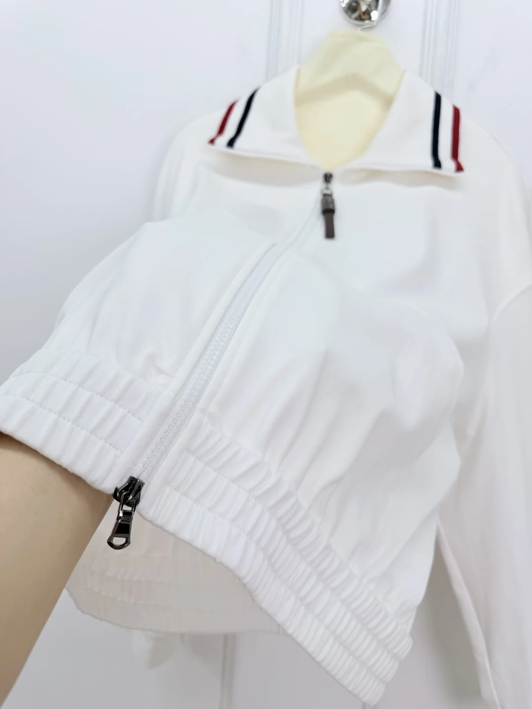 

New Spring/Summer Striped Collared Cardigan Combed Cotton Casual Sports Suit For Women