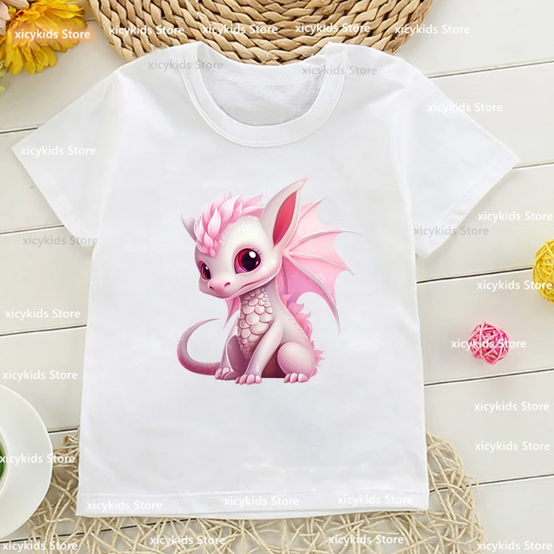 2024 New Boys t-shirts Five Color Flying Dragon Graphic Print Kids tshirts Fashion Girls t shirt Summer Toddler tshirt 1 to13