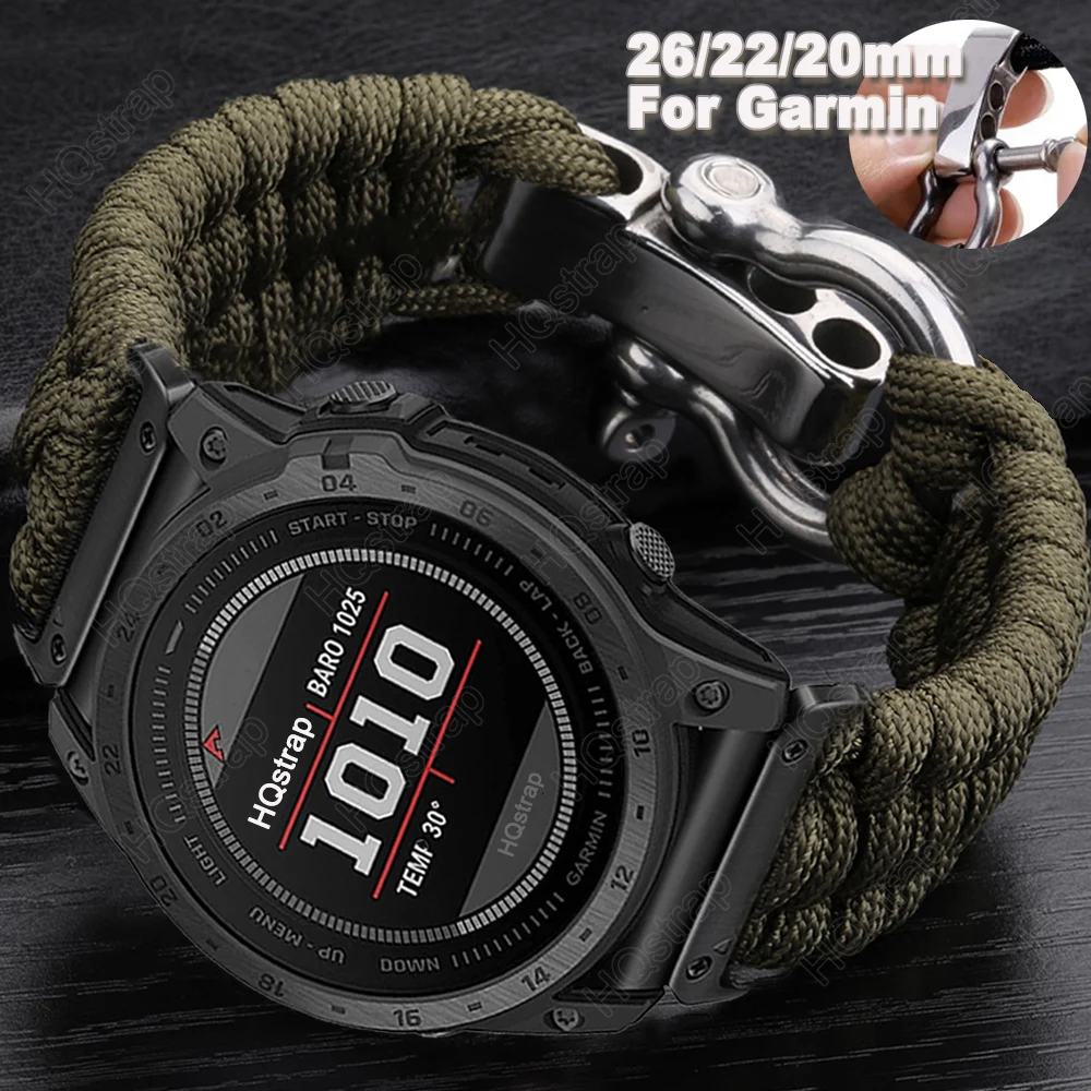 Correa deportiva de nailon trenzado para reloj Garmin, banda ajustable de 26mm, 22mm y 20mm para Garmin Tactix 7Pro Fenix 7 6X 6 Pro 5X 5 Plus 3HR