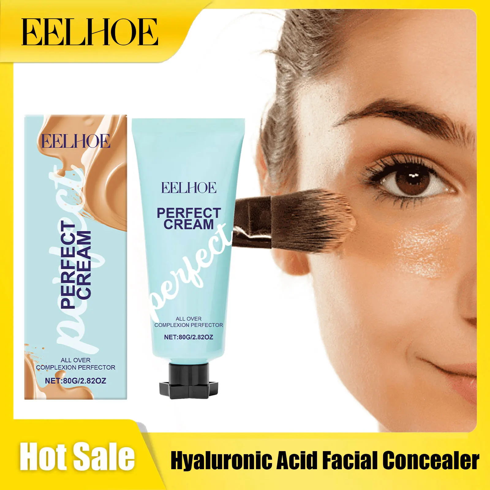 Eelhoe ヒアルロン酸フェイシャルコンシーラー フルカバレッジ 黒ずみ除去 持続的なオイルコントロール 均一な肌色 フェイスメイクアップファンデーション