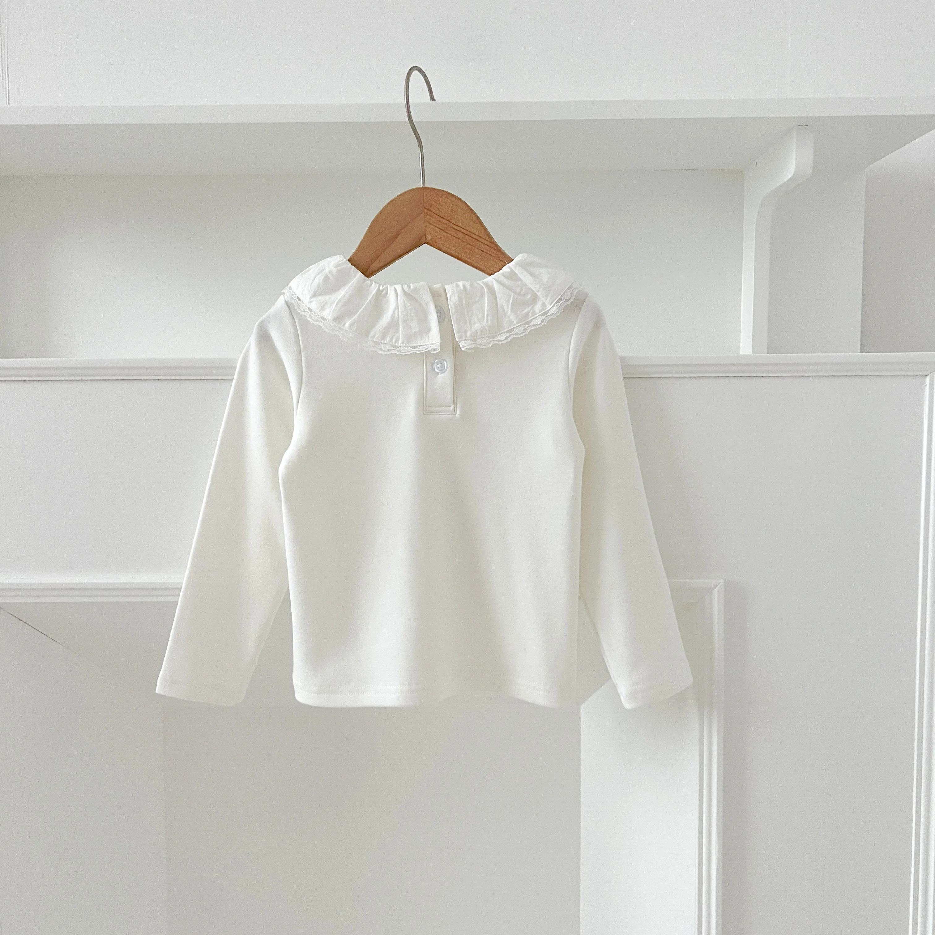 1-6Yrs Baby Kleidung Frühling Infant Mädchen Langarm T-shirts Spitze Lotus Kragen Prinzessin Kinder Bodenbildung Shirt Kleinkind Baumwolle Tops – Detail 13