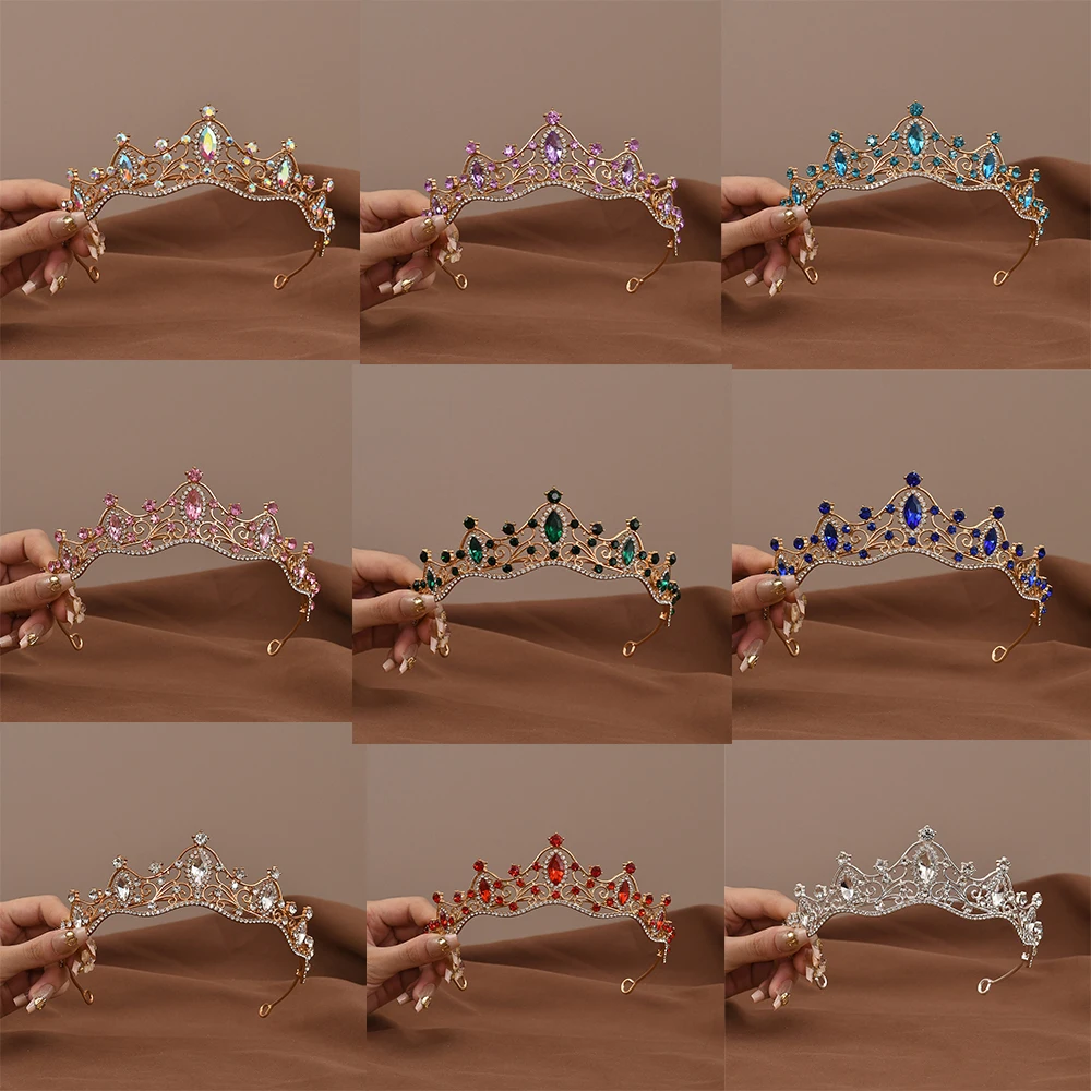 Princess Queen Vintage Baroque Crystal Crown Rhinestone Tiara For Women Bridal Weeding Party Prom Jewelry Hair Accessories