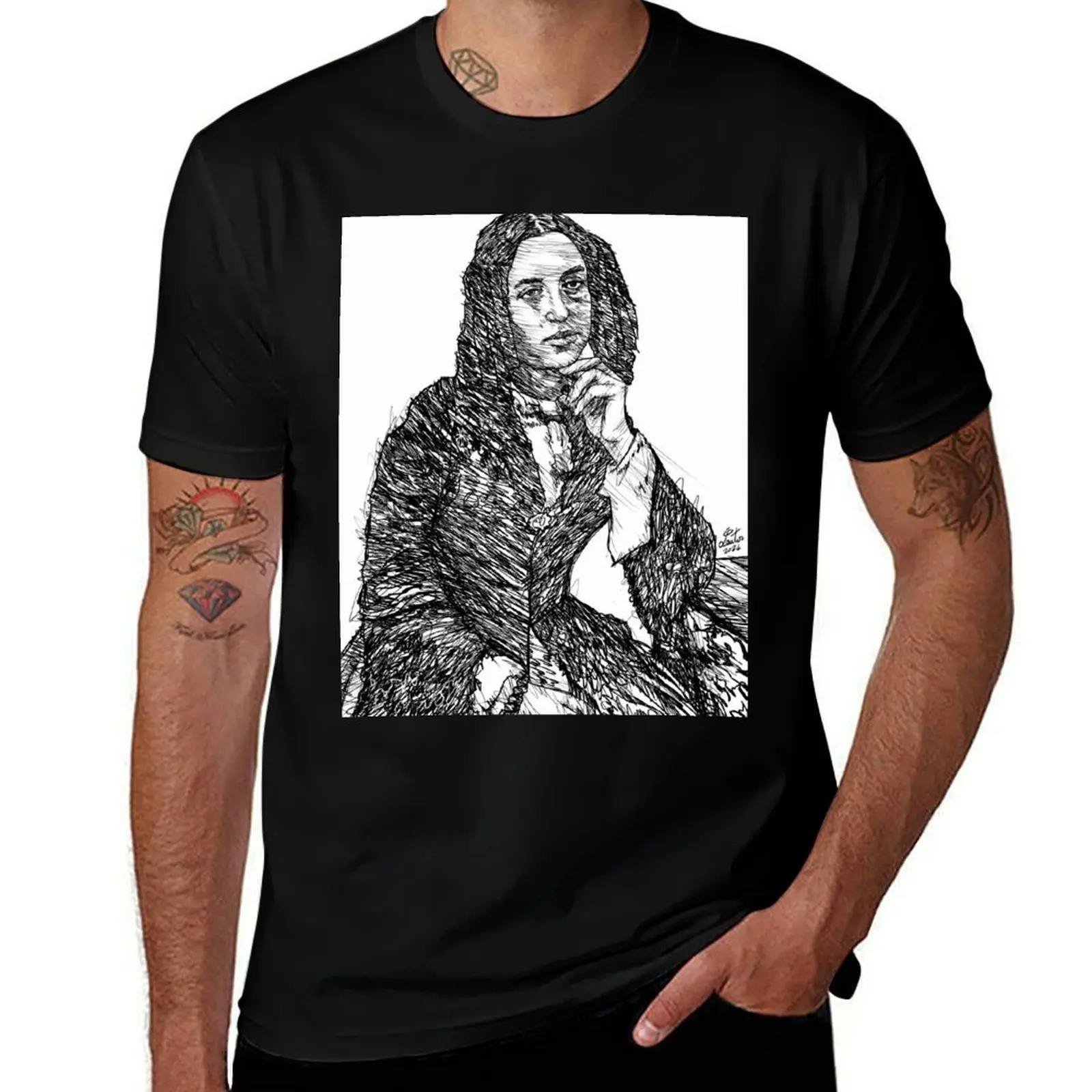 

Футболка GEORGE SAND с портретом чернил .3, мужская одежда больших размеров, дизайнерские рубашки, простые черные футболки для мужчин