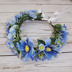 Sunflower Flowers Crown Headbands Women Hair Accessories Wedding Headwear Crown Headband Hat Decoration Girls Floral Garlands