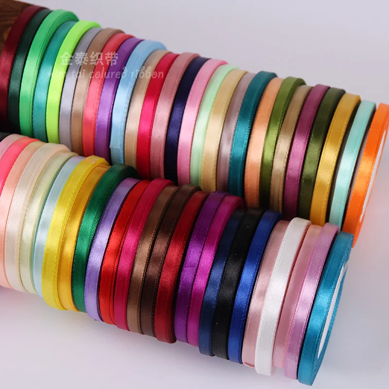 22Meters/Roll 6mm Satin Riboon DIY Sewing Fabric Handmade Crafts Supplies Christmas Halloween Wedding New Year Decoration Tape