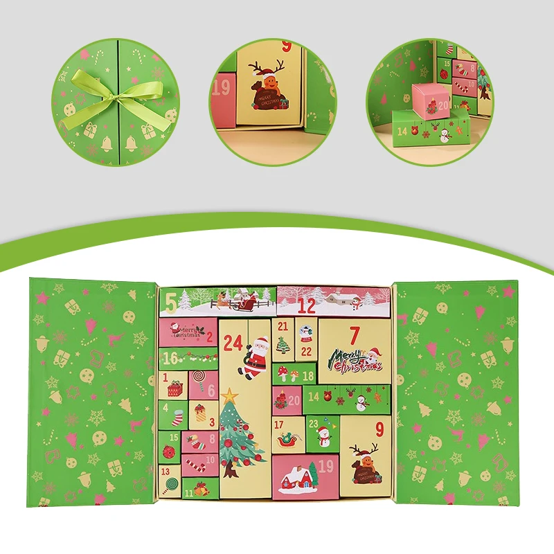 2025Customized Empty Cardboard Advent Calendar Boxes with Sponge Liner Matt Lamination and Embossing Gift Idea
