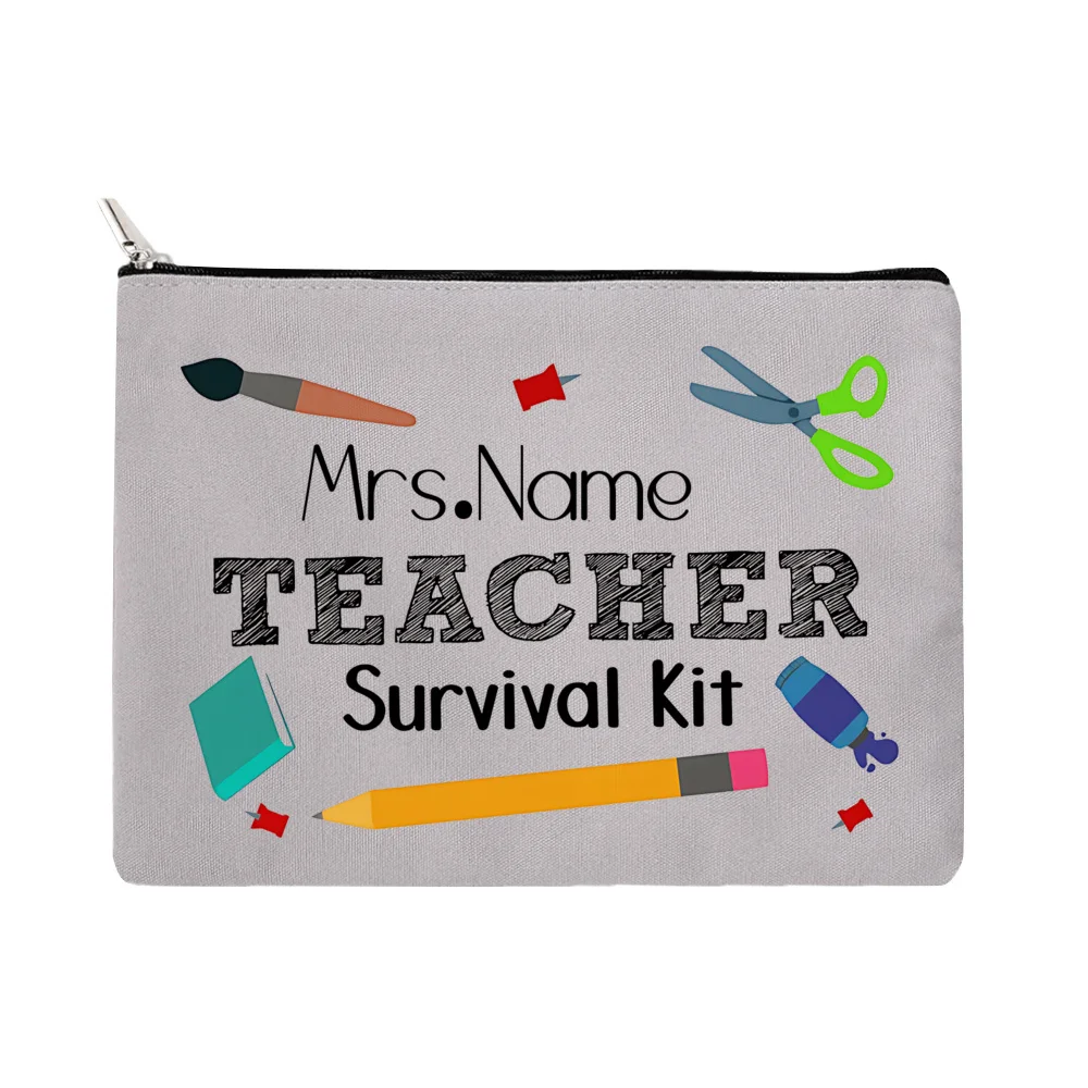 Teacher Survival Kit Gift for Teacher Back To School Thank You Gifts Pencil Pouch Personalized Teacher\'s Makeup Bag Zipper Pouch