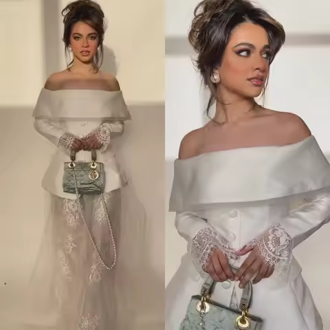 Customized Exquisite Off-the-shoulder Sheath Homecoming Flowers Lace Chiffon Occasion Evening Gown prom dress luxury