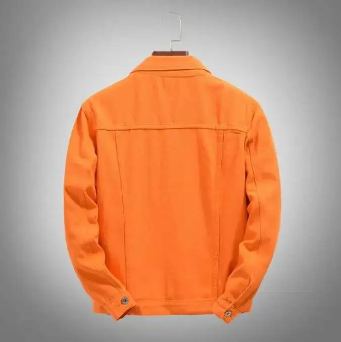 

High Quality Men Women Clothes 2026 Autumn Fashion Cowboy Coat Spliced Purple Orange Loose Jean Men's Denim Jacket