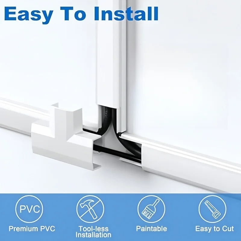 Self adhesive cable raceway Floor Wall Wire Hiders Paintable Cable Concealer PVC Trunking Channel Cord Organizer Raceway Kit