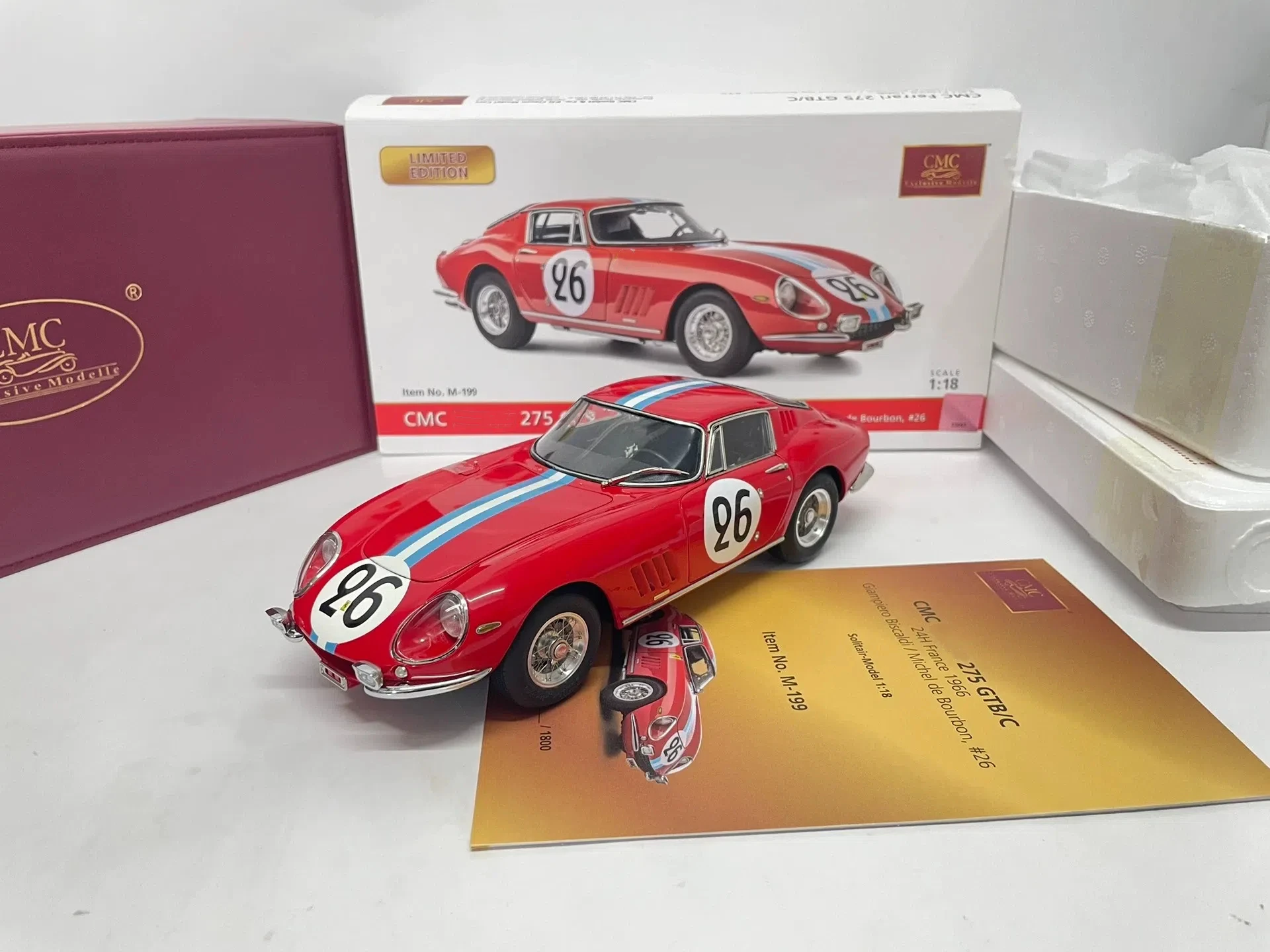 

CMC 1:18 Le Mans 275 GTB/C 1966 #26 Simulation Limited Edition All Open Alloy Metal Static Car Model Toy Gift
