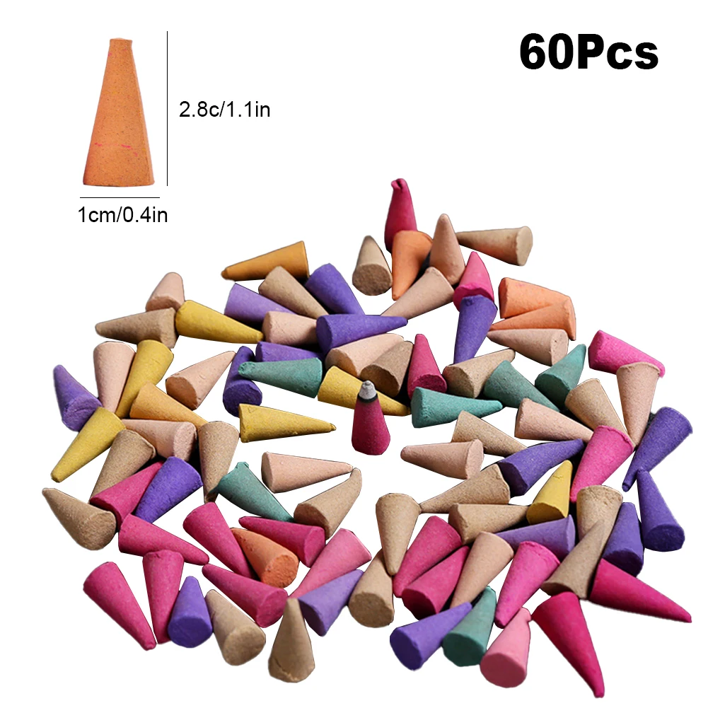 600-60PCS Mixed Waterfall Smoke Backflow Incense Cone Incense Cone Lavender Multi-scented For Places Tea Room Yoga Room Bedroom