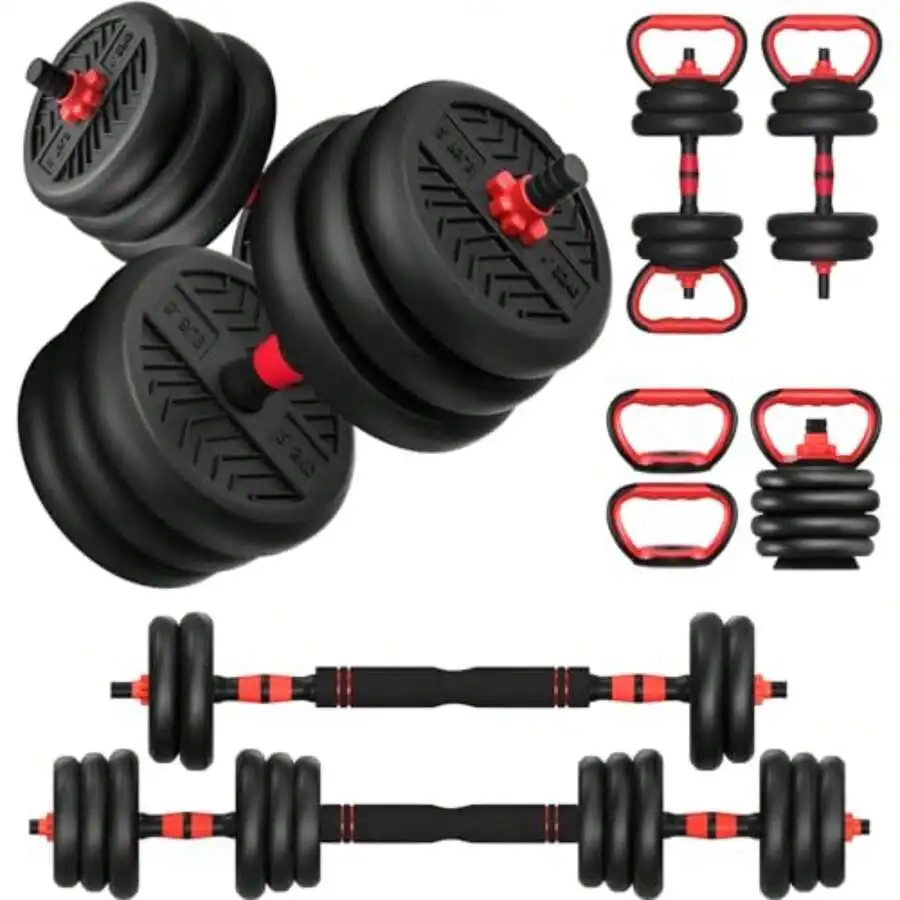 Adjustable Dumbbell, 20/30/40/60/80lbs Dumbbells Set, 4-In-1 Free Weights For Women/Men Workout Equipment Used As Barbell/Kettle