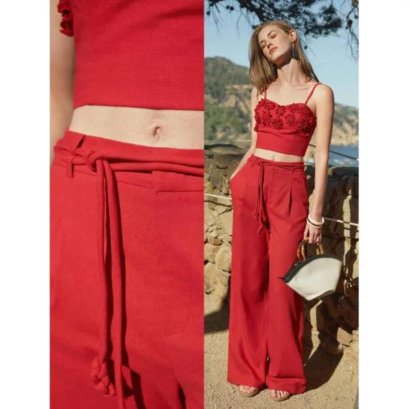 

New Cross-Border Sle Linen Trousers with Diagonal ket Men's Casual Sportswear Seven-Quarter Sve Autumn Season