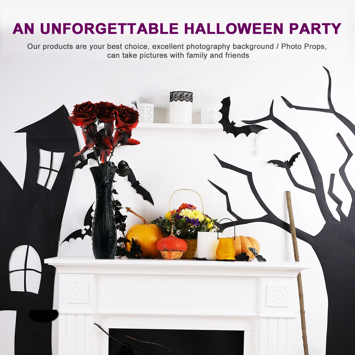 

3Pcs Simulation Rose Decorative Prop Elegant for Wedding Party Halloween Home Ornament Simulation Rose