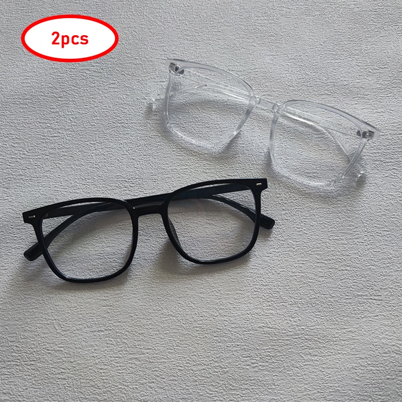 2/3 Pairs Per Set Square Anti-blue Light Glasses Fashion Men Women Large Frame Office Computer Eyewear Outdoor Accessory