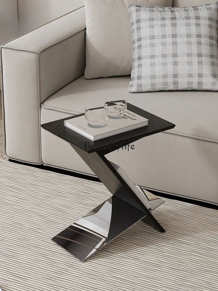 LD6Nordic Style Light Luxury Minimalist Home Corner Table Design Storage Magazine Rack