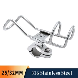 22/25MM Fishing Rod Holder 316 Stainless steel Rail Mount Double Wire Adjustable Clamp on Rod Holder For Boat Yacht Accessories