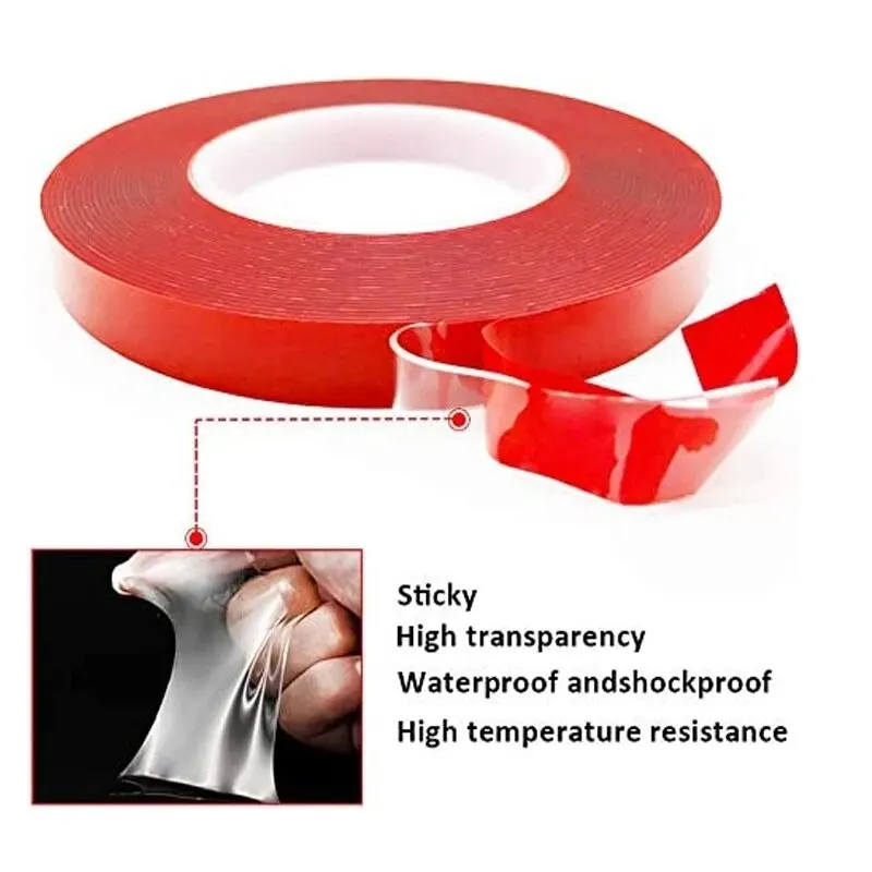 3M Width 8mm Double Sided Adhesive Tape Acrylic Transparent Strong No Traces Sticker For Led Strip Car Tablet Adhesive Tape