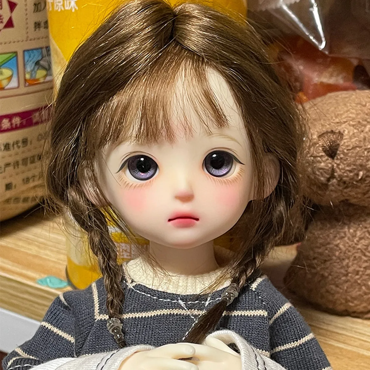 

New 27cm resin Big Eyes BJD doll SD1/6 Female Nari cute Makeup joint Gift gem Sweet Wine from stock