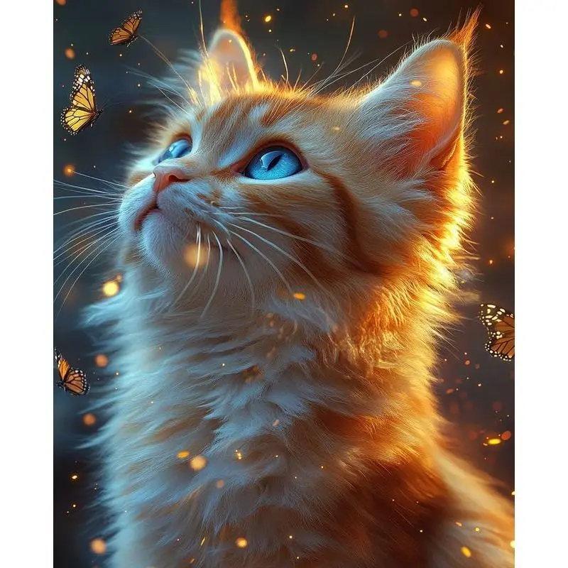 

PhotoCustom полная круглая/квадратная алмазная живопись милый кот животное 5d Diy вышивка горный хрусталь домашний декор