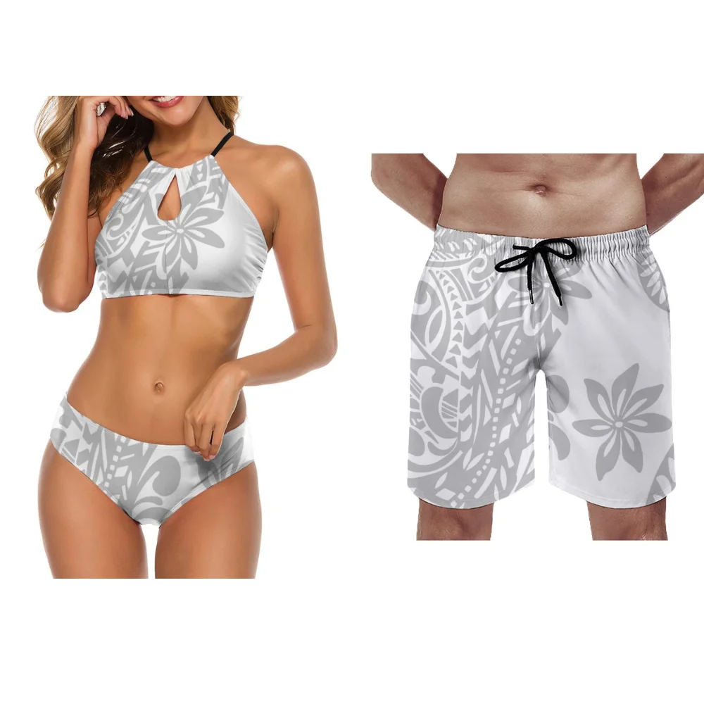 Polynesian Women Bikini High Waisted Sexy Swimsuit Summer Beach Shorts 2024 New Art Design Bikini With Breast Pad