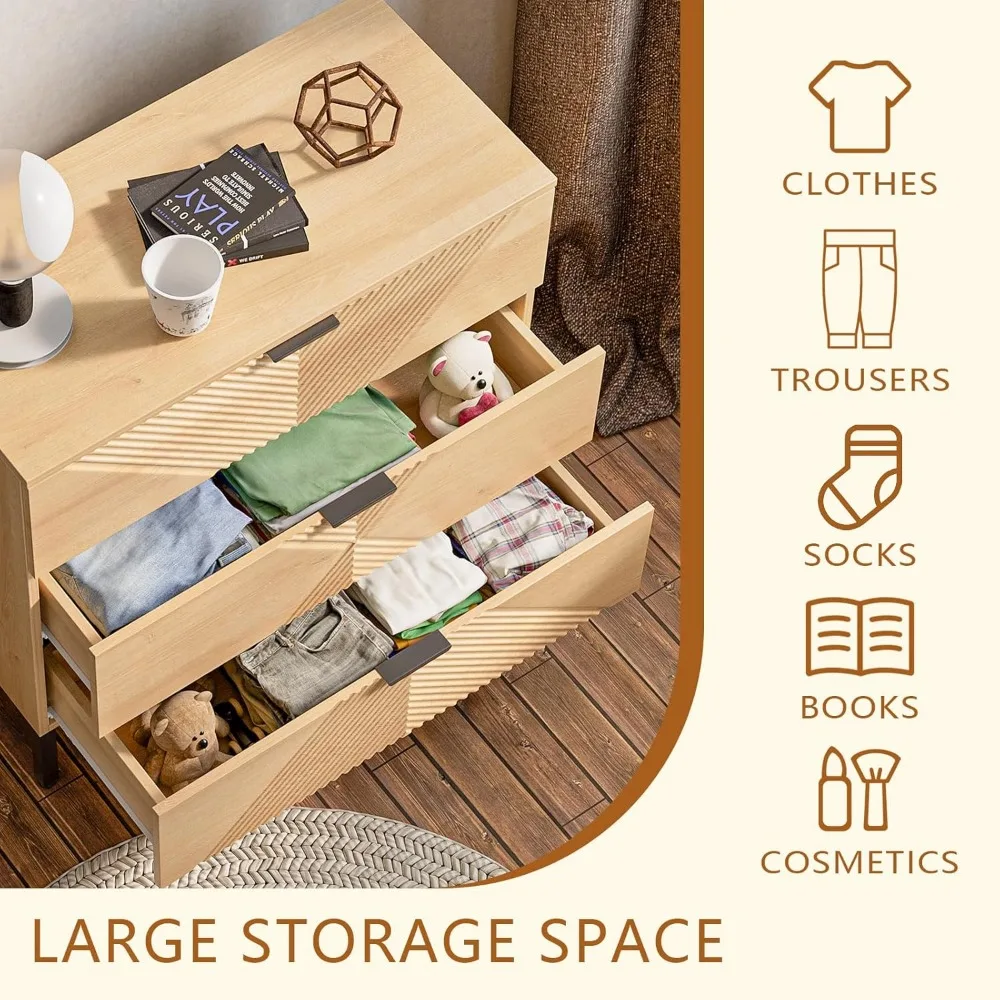 خزانة خشبية صغيرة ذات 3 أدراج، خزانة ملابس لغرفة النوم، خزانة ملابس تقليدية ذات أدراج، خزانة مخددة