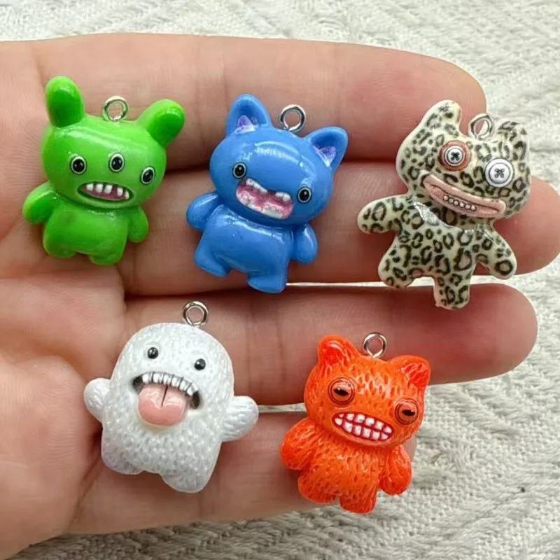 10pcs Kawaii Resin Halloween Charms Kawaii  Ghost Skeleton Cat Pendants DIY Jewelry Craft Decoration Accessorie