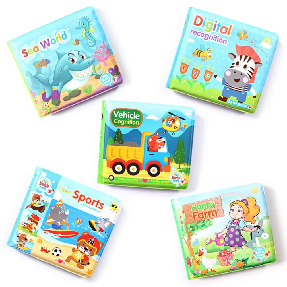 Color Changing Waterproof Bathroom Books Waterproof Reusable Floating Cloth Book Cartoon Soft Water Bathroom Toys Baby