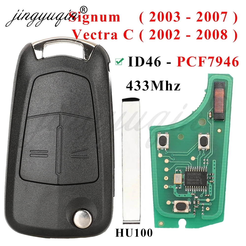 Jingyuqin Flip Remote Auto Schlüssel 433Mhz Für Opel/Vauxhall Astra H 2004-2009 Zafira B 2005-2013 Vectra C 2002-2008 Corsa D 2007-2012