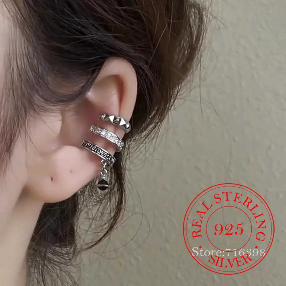 

925 Sterling Silver Jewelry Multi-layer Ear No-piecing Clip Earrings for Women Wedding Party Jewelry for Girls Friend Gift