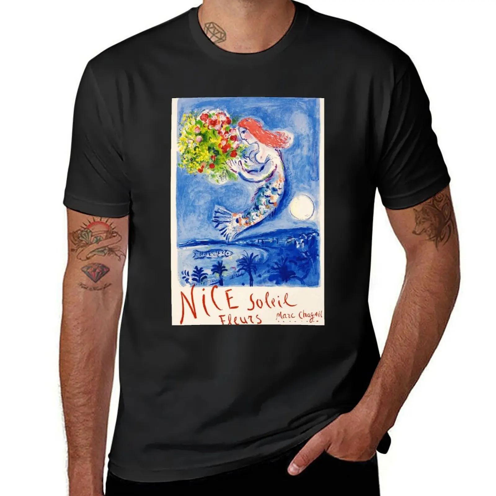 

Travel Poster - Marc Chagall - Nice Soleil Fleurs T-Shirt Luxury man oversize t-shirts man animal prinfor boys shirts men