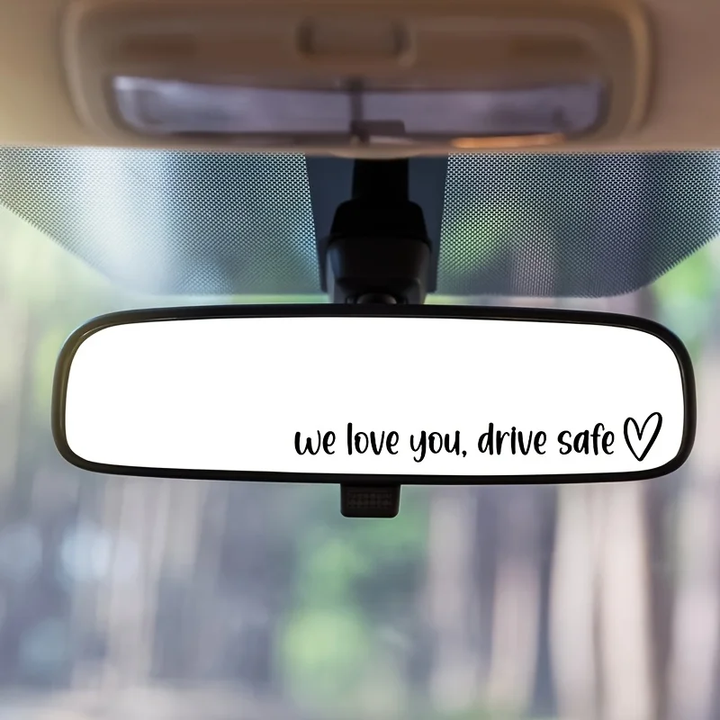 Love You Drive Safe Sticker Set 2PCS Heart Arrow Vinyl Decal Removable Car Rearview Mirror Decor Driver Gift