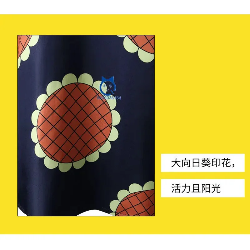 Disfraz de Anime Monkey D Luffy para hombre y mujer, camisa con botones y estampado de girasol, traje de juego de rol para Halloween, camisa informal para todos los días para adultos