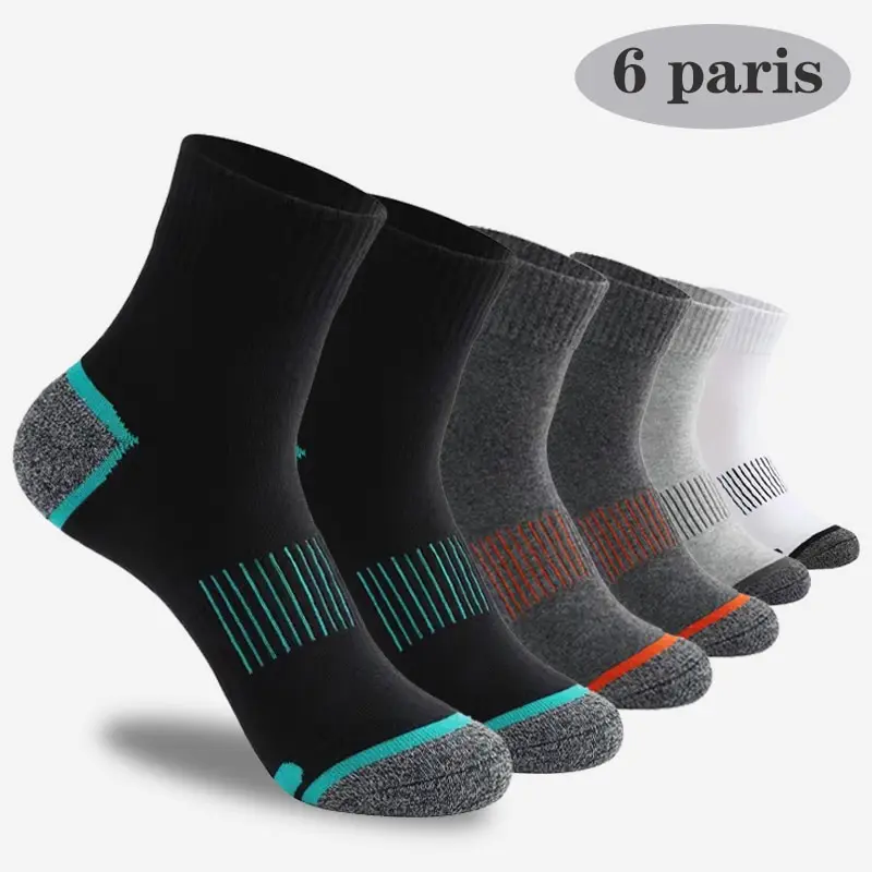 6 Pairs/Lot Men Sport Socks Sweat Absorption Outdoor Socks Deodorizing Warm Gym Mid Tube Socks Gym Trianing Socks For Men