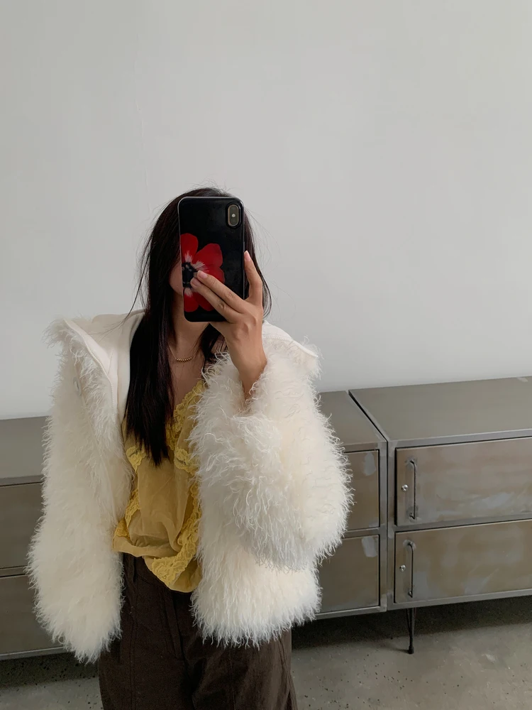 

Модная теплая мягкая эко-шуба LILUOP для женщин: осенне-зимняя модель с капюшоном, из кудрявого меха, повседневная, свободного кроя