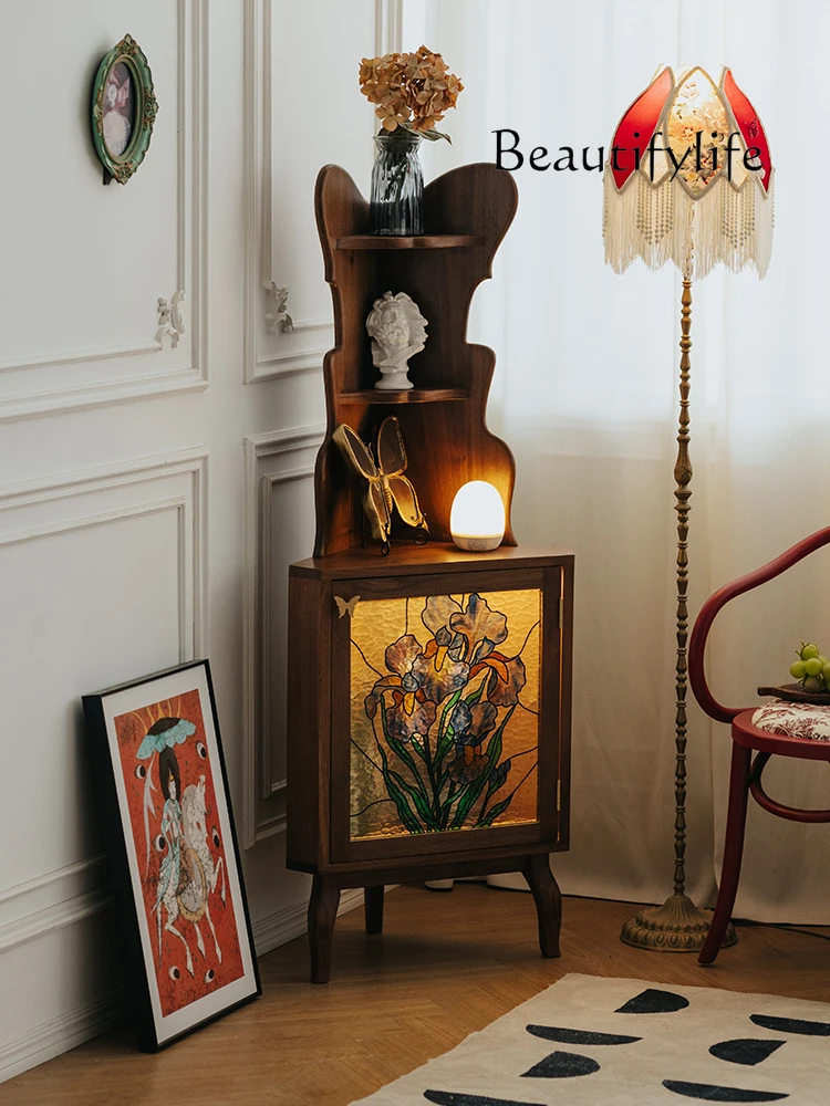 

Black walnut solid wood retro locker living room corner floor-to-ceiling home designer high-end
