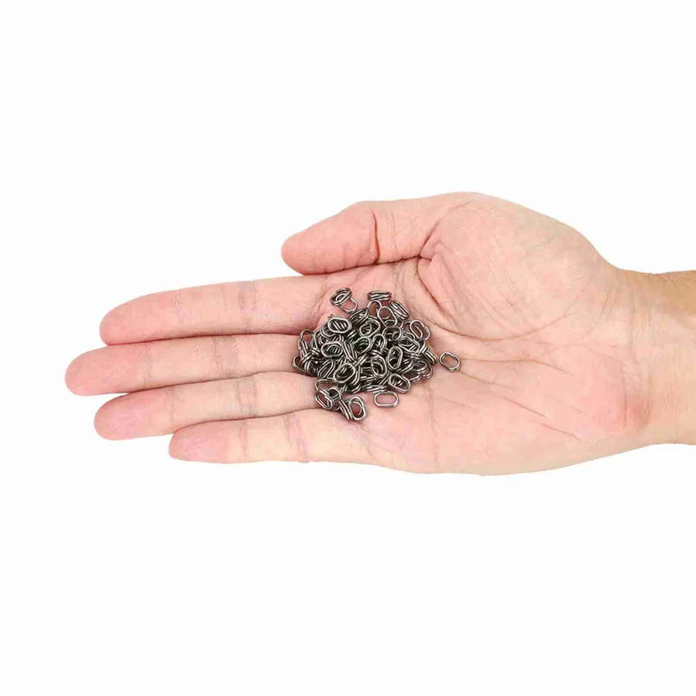 100PCS Durable Stainless Steel Fishing Split Rings Oval Silver Fishing Rings 5 Sizes Fishing Split Snap Fishing Accessories