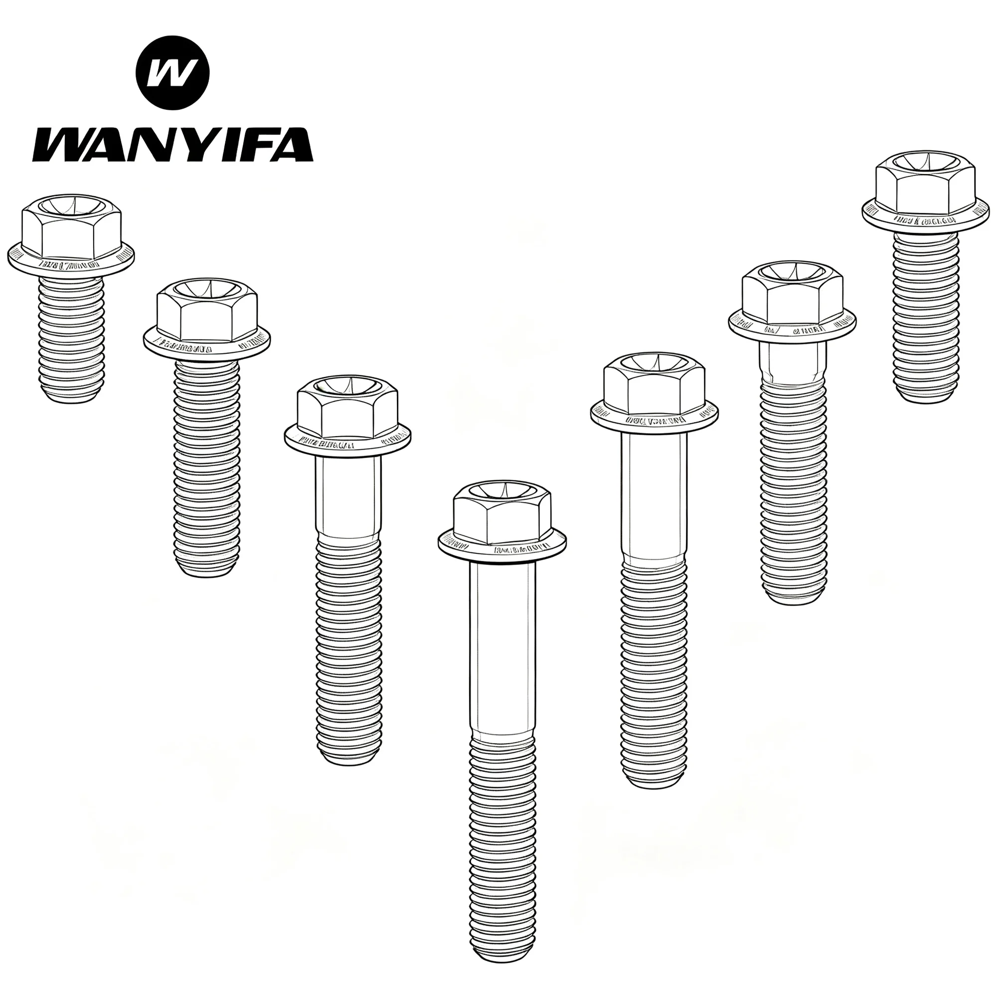 Wanyifa Titanium Bolt M7X10/15/20/25/30/35/40/45/50Mm Screws Flange Head Screws for Motorcycle Accessories