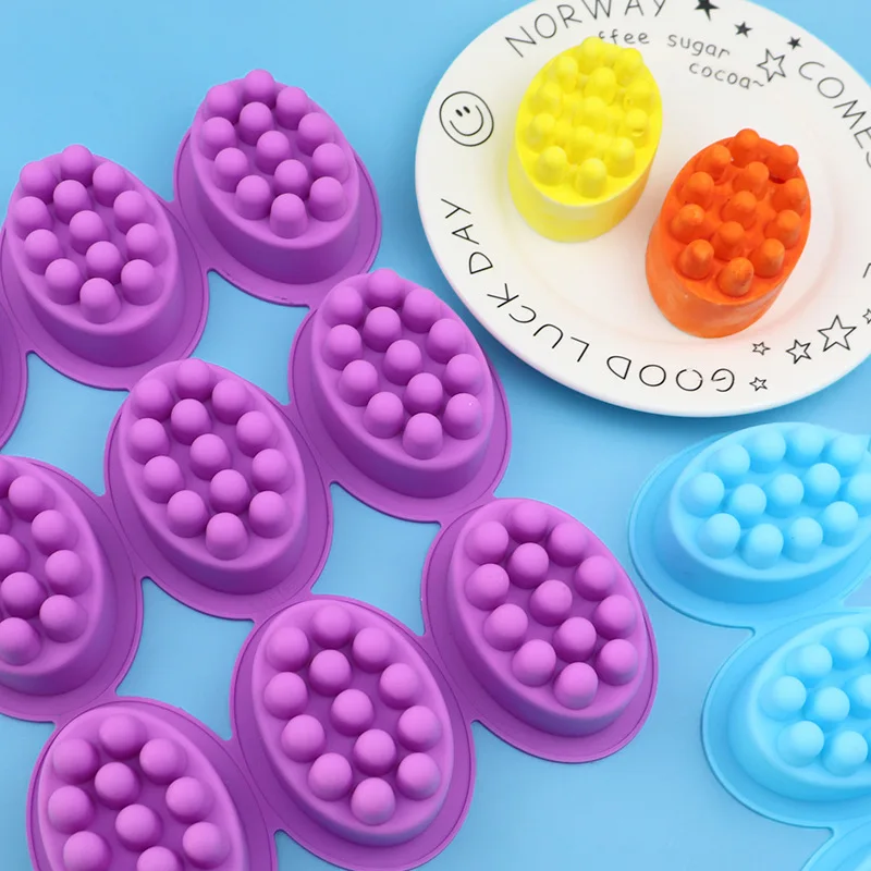 9 Even Massage Brush Silicone Soap Mold, Oval Mould XG1182