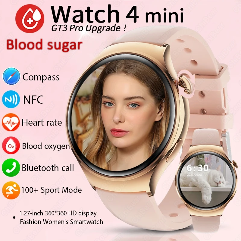 Für Huawei Uhr 4 Mini Smartwatch Frauen 360*360 HD-Bildschirm Herzfrequenz Temperatur Sport Armband NFC BT Anruf Smartwatch