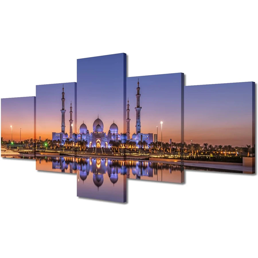 

5D комплект алмазной живописи «Великая мечеть Абу Dhabi», настенное искусство, 5 шт., алмазная вышивка, современная мусульманская мозаика, украшение для дома ручной работы