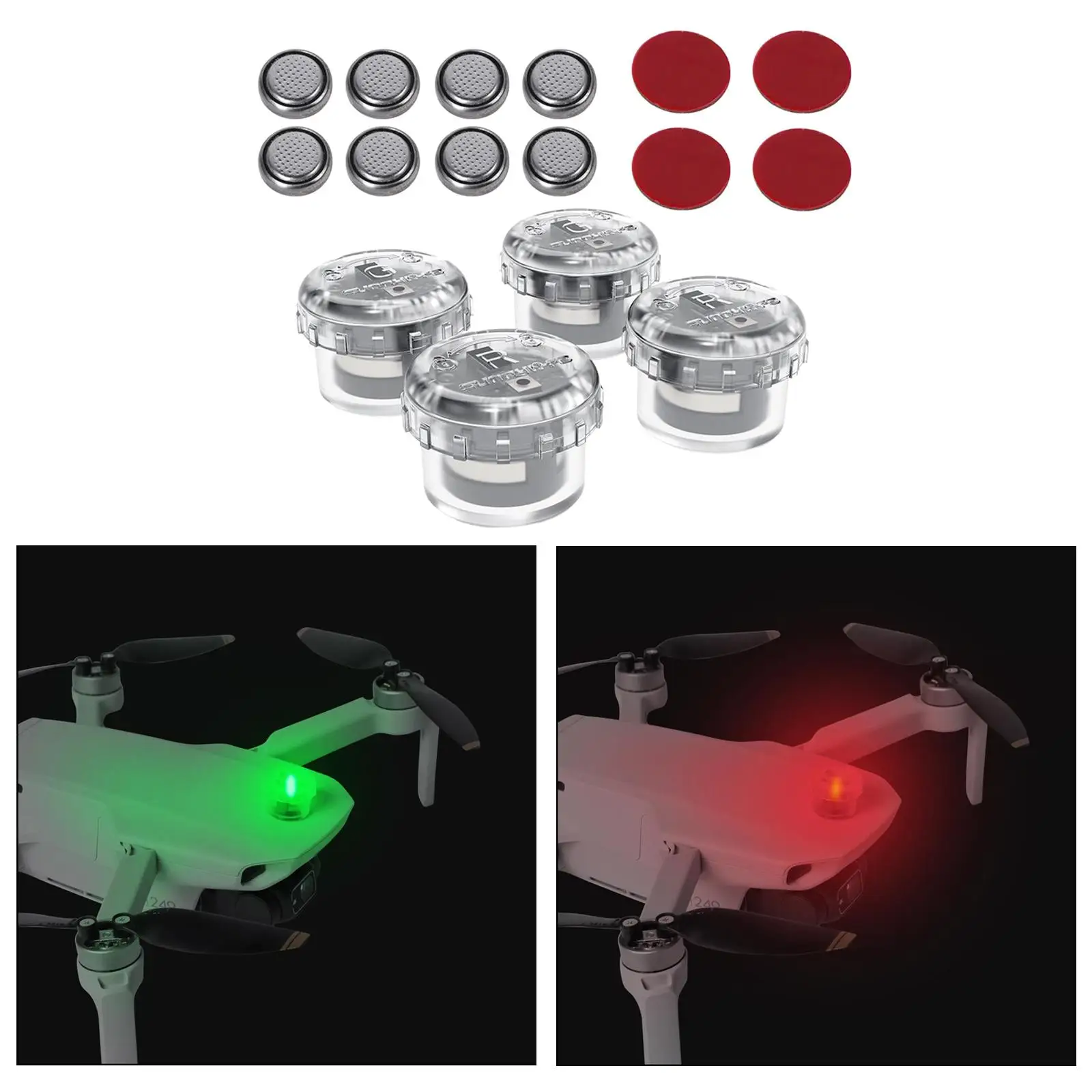 4x LED Luce di volo notturna Segnale di luce lampeggiante notturna Estensione indicatore di allarme per DJI Mavic Mini 2/ Mavic Air 2 / Mini