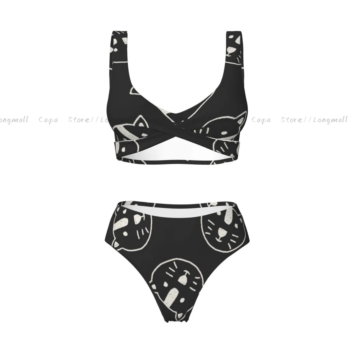 Seksowne bikini zestaw strój kąpielowy z motywem kota damskie dwuczęściowy strój kąpielowy kostiumy kąpielowe damskie kostiumy kąpielowe